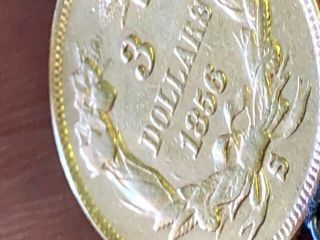1856 S Three Dollar Gold Piece $3 Gold Indian Head Princess Key jewelry loop 6