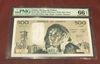 France French 500 Francs Mathematician Pascal 1984 Pmg Gem Unc 66 Epq Pick 156