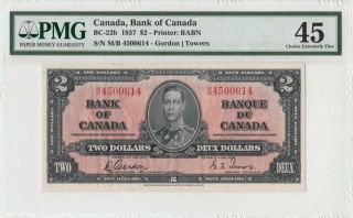 1937 Bank Of Canada Kgvi $2 Gordon & Towers " M/b " ( (pmg 45))