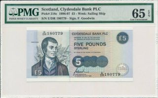 Clydesdale Bank Plc Scotland 5 Pounds 1996 Pmg 65epq