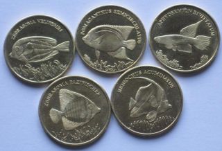 Maluku Islands (indonesia) 2017 5 Rupees 5 Coins Set Fish
