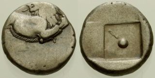 033.  Greek Silver Coin.  Chersonesos.  Ar Hemidrachm.  Lion.  Vf