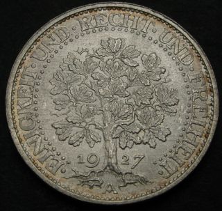 Germany (weimar Republic) 5 Reichsmark 1927 A - Silver - Aunc - 3277