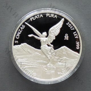 Mexico 2017 Proof Libertad 5 Oz Plata Pura Silver Coin In Capsule