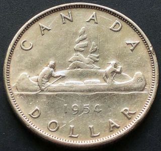 1954 Canada Silver $1 Dollar Coin -