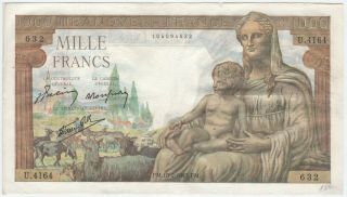 France 1000 Francs 1943 P - 102