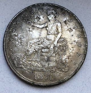 1874 - CC Trade Dollar Chop Marked 2