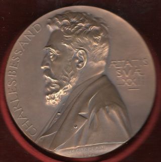 1902 French Medal To Honor Charles Bessand,  Engraved By J.  C.  Chaplain