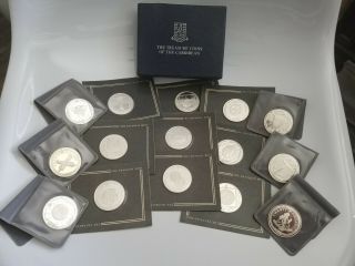 Franklin Treasure Coins Of The Caribbean Incomplete Set 15 Silver Coins