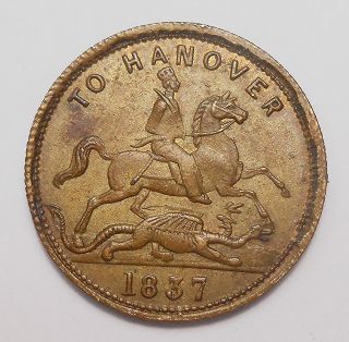 1837 Great Britain To Hanover Jeton Token Ch Xf,  Scarce Queen Victoria Uk Coin