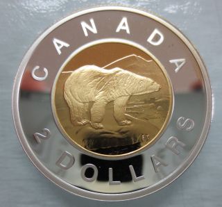 2006 Canada Toonie Proof Silver With Gold Plate Two Dollar Coin Double Date