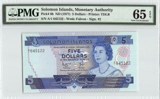 Solomon Islands Nd (1977) P - 6b Pmg Gem Unc 65 Epq 5 Dollars