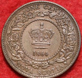 1864 Nova Scotia One Cent Foreign Coin 2
