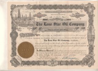 1920 Stock Certificate 5,  250 Shares The Lone Star Oil Company Colorado No 35703