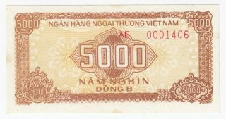 Vietnam 5000 Dong 1987 Foregn Exchange Certificates Pick Fx7a Aunc/unc (e120)