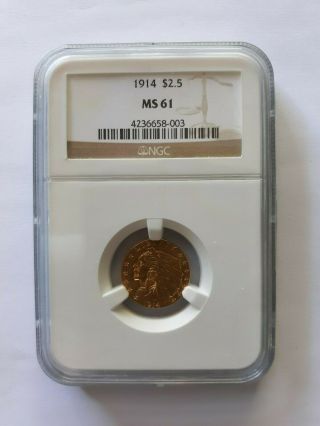 1914 $2.  50 Gold Ngc Ms61