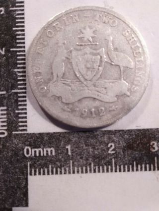 1912 1 Florin Silver Coin Australia Km - 27