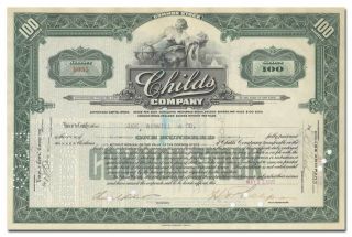Childs Company Stock Certificate (famous Coney Island Restaurant)