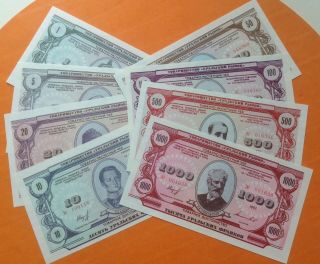 Ural Francs Russia 1,  5,  10,  20,  50,  100,  500,  1000 1991unc And Bonus Nizhny Novgorod
