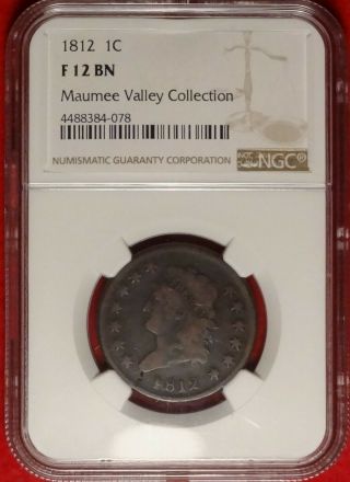 1812 1c Ngc F12 Fine Classic Head Large Cent S - 290 Small Date Variety