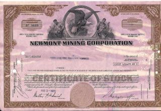 Stock Certificate Newmont Mining Corporation 1971 State Of Delaware