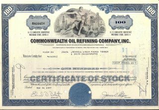 Stock Certificate Commonwealth Oil Refining Inc.  Puerto Rico Broker Merrill Lynch