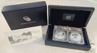 2013 - W United States $1 American Silver Eagle Set Certified Eu70 & Rp70 By Anacs