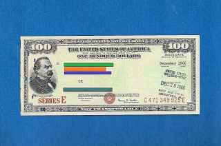 U.  S.  Savings Bond $100 Series E Dec 1966 Red Seal
