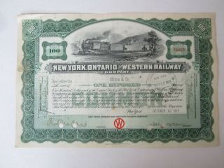 Old 1927 - York Ontario And Western Railway Co.  - Stock Certificate