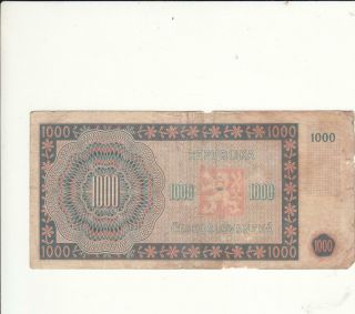 Czechoslovakia Czechoslovakian Czech Banknote 1000 Korun 1945 - Pick 74 2