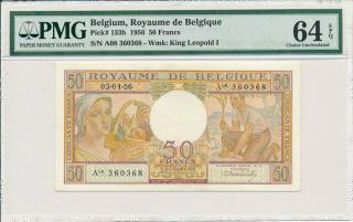 Royaume De Belgique Belgium 50 Francs 1956 Pmg 64epq