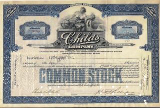 Stock Certificate Childs Company 1927 (coney Island Restaurant) York State