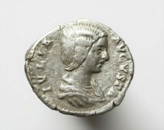 Roman Imperial Julia Domna.  Augusta,  A.  D.  193 - 217.  Ar Denarius (2.  55gr.  19mm).  R