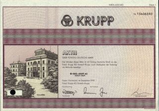 Fried Krupp Ag Hoesch Krupp Essen 1992 (now Thyssen Krupp / A Dax Company)