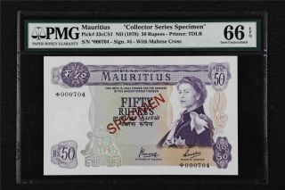 1978 Mauritius 50 Rupees Specimen Pick 33ccs1 Pmg 66 Epq Gem Unc