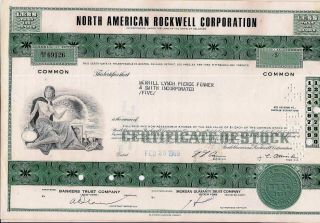 Stock Certificate North American Rockwell Corp.  (boeing) Broker Merrill Lynch