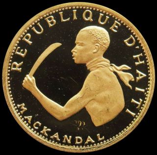 1970 Gold Haiti 20 Gourdes 3.  95 Grams Francois Mackandal Proof Coin