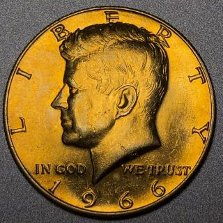 1966 Kennedy Half Dollar 50c - Gem Uncirculated - Gold Plated