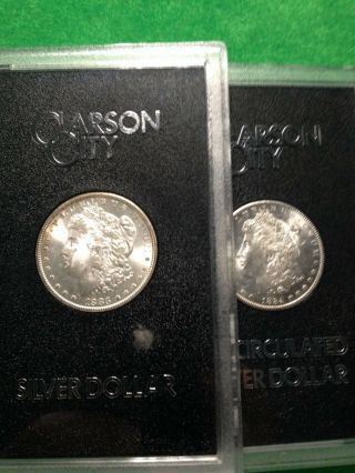 1883 - Cc & 1884 - Cc Morgan Silver Dollar.  Gsa Box & Cert.