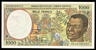Central African States /code P Chad - 1000 Frs - 2000 - S/n 0058199537 - Pick 602pg,  Unc