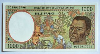 Central African States / L Gabon - 1000 Frs - 2000 - S/n 0039917796 - Pick 402lg,  Unc.