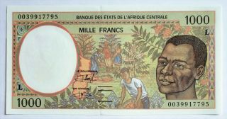 Central African States / L Gabon - 1000 Frs - 2000 - S/n 0039917795 - Pick 402lg,  Unc.