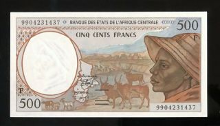C.  A.  S / Code F Central African Republic - 500 Frs - 1999 - S/n 9904231437 - P.  301ff,  Unc