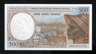 C.  A.  S / Code F Central African Republic - 500 Frs - 1999 - S/n 9904231435 - P.  301ff,  Unc