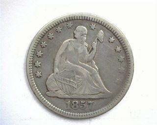 1857 Seated Liberty Silver 25 Cents Choice Extremely Fine