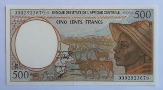Central African States / E Cameroun - 500 Frs - 2000 - S/n 0002923679 - P.  201eg,  Unc.