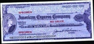 $50.  00 American Express Company,  Specimen Of Travelers Check,
