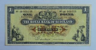 Scotland - The Royal Bank Of Scotland - 1 Pound - 1966 - Pick 325b,  Vf.
