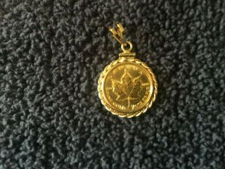 1991 1/10 Oz Canadian Gold Maple Leaf $5 Coin And 14k Pendant