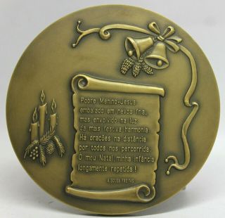 NATIVITY/ HOLY FAMILY/ SHEPHERDS/ ANGELS/ POEM/ 1992 CHRISTMAS BIG Bronze Medal 2